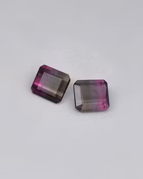 Turmalin (par) 6,25 ct bicolour varmgrå & rosa - 'made by order'
