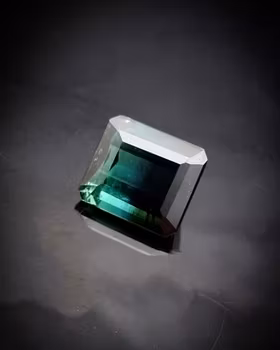 Turmalin 3,98 ct bicolour teal & svart - 'made by order'