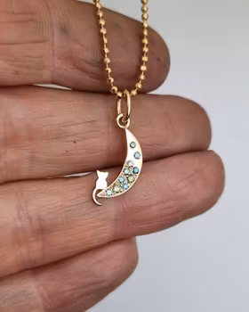 Cat(ch) the moon - diamanthänge i 18K guld