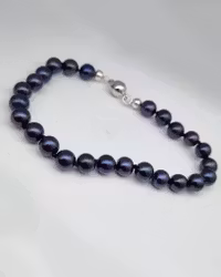 Onyxfärgade Sötvattenspärlor - armband 19 cm