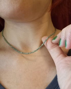 Ljusgrönblått gnistrigt Diamantcollier - 16 ct