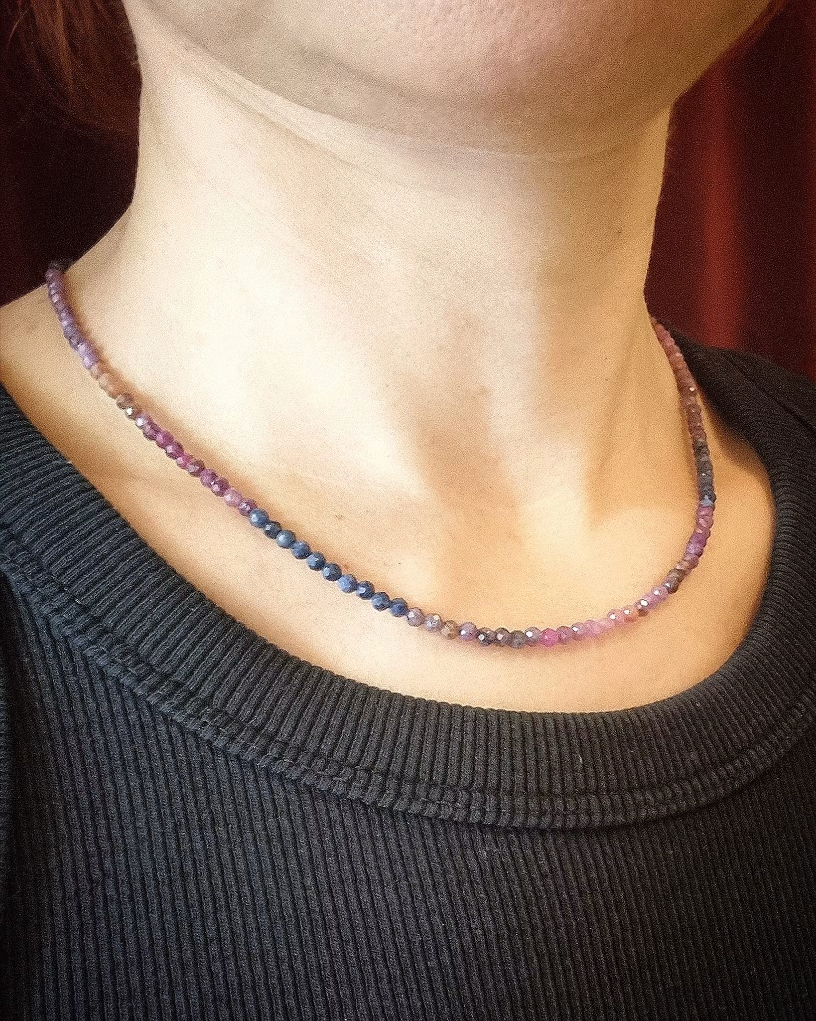 Flerfärgat Safircollier - 44,5 cm