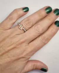Peachy Parade - Safir & diamantring i rött och vitt guld