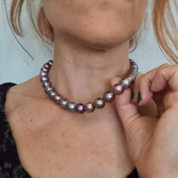 Naturliga lilatonade Sötvattenspärlor ca 45 cm - sällsynt fynd