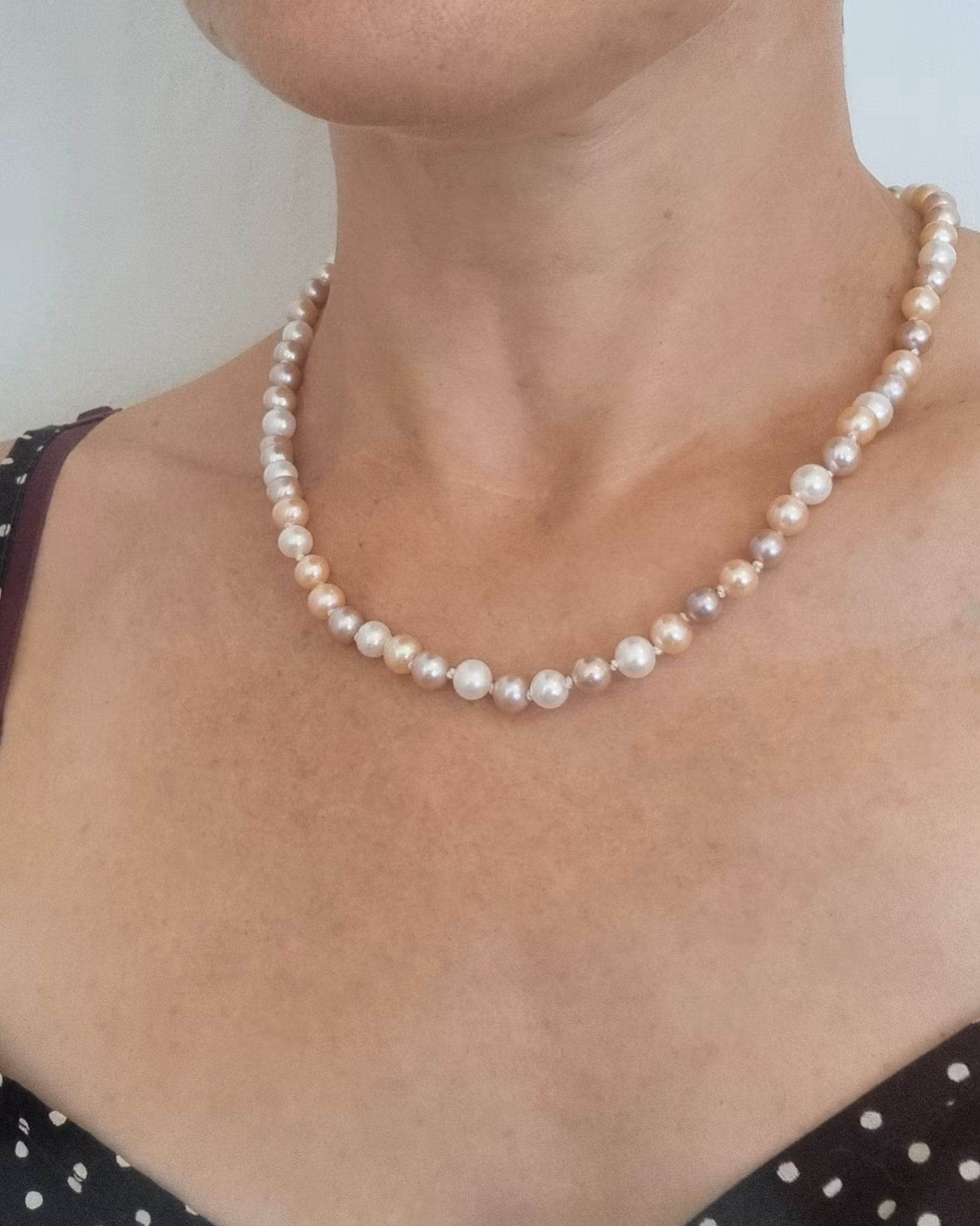 Pastellfärgat pärlcollier sötvatten - 48 cm