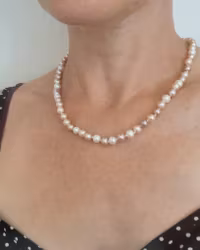 Pastellfärgat pärlcollier sötvatten - 48 cm