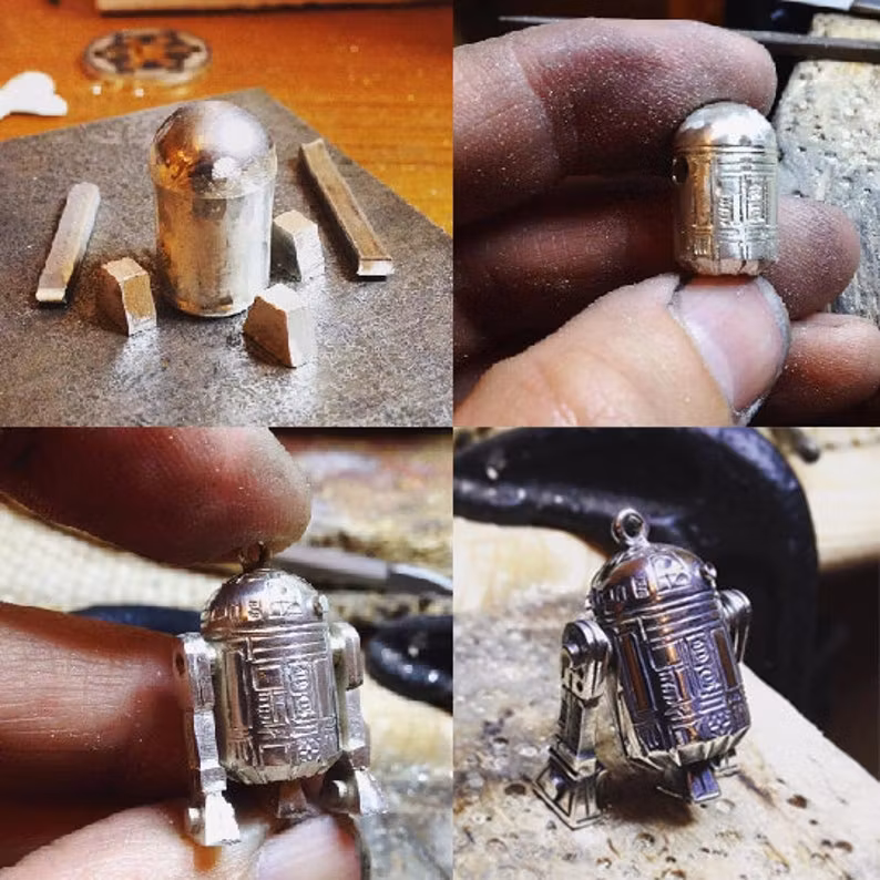 Fan Art R2D2 - hängsmycke i silver