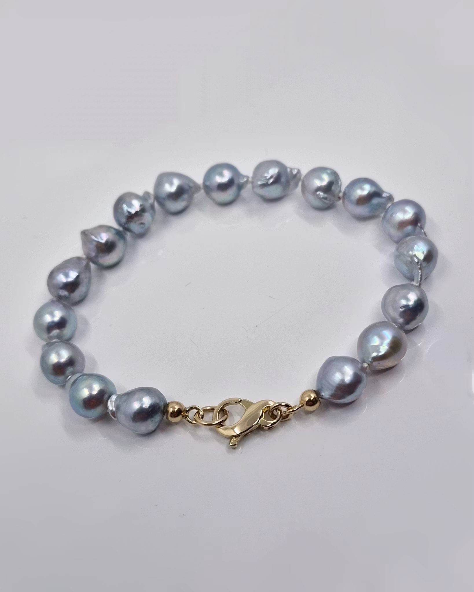 Ljusblå Akoya - pärlarmband 18 cm