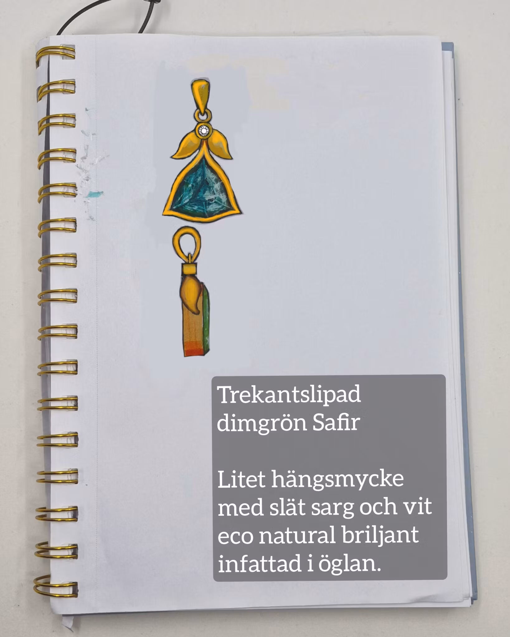 Dimgrön Safir 0,46 ct - minihänge "made by order"