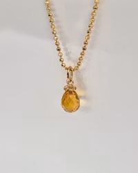 Citrin med Gullviva - hänge 18K guld