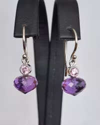 Ametister med askrosa Spineller - örhängen i 18K vitguld