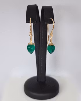 Änglatrumpeter med Agat - örhängen i 18K guld