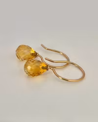 Briolettslipade Citriner - örhängen i 18K guld
