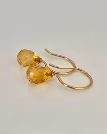Briolettslipade Citriner - örhängen i 18K guld