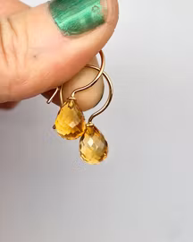 Briolettslipade Citriner - örhängen i 18K guld