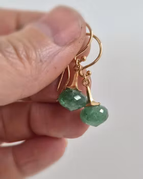 Änglatrumpet med Aventurin - örhängen i guld