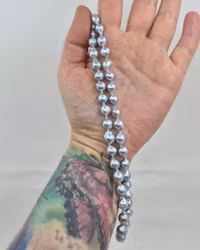 Ljusblå Japanska Akoyapärlor - pärlcollier 46-47 cm