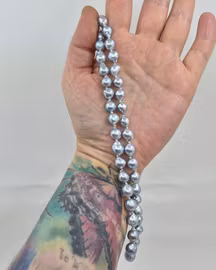Ljusblå Japanska Akoyapärlor - pärlcollier 46-47 cm