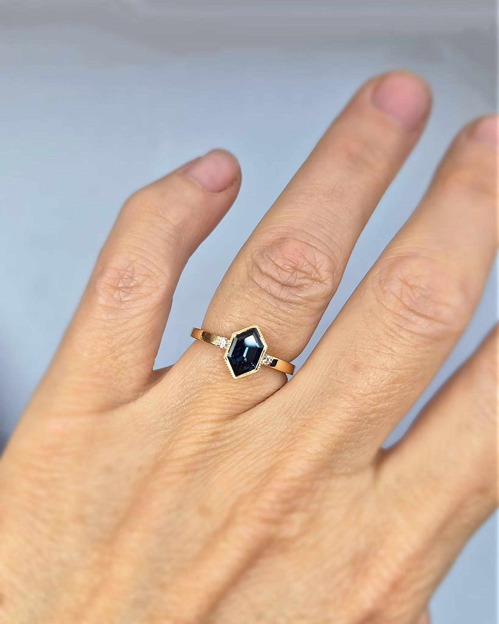 Teal dream - Safir & Briljantring i 18K guld