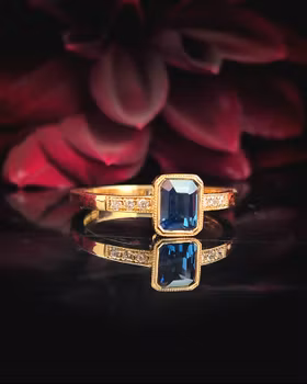 Empress Teal - Safir & briljantring i 18 K guld
