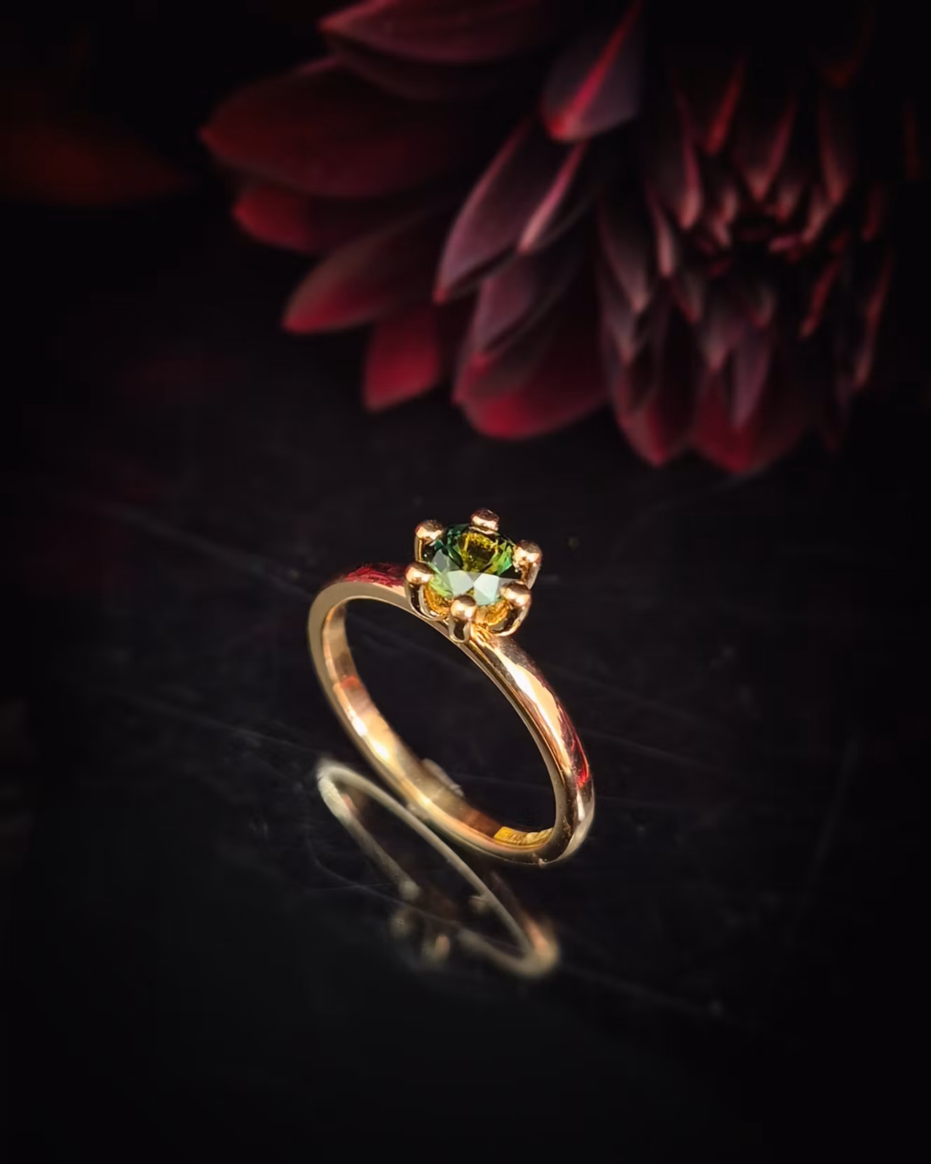 Precious six teal - ring i 18K guld med Safir
