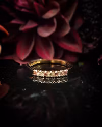 Peachy Champagne - Alliansring i 18K guld