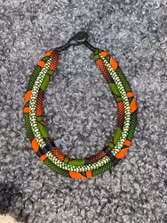 Halsband "Trippel" Grön/rost dominans