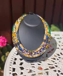 Tripoel halsband senap/blå/grön nyanser