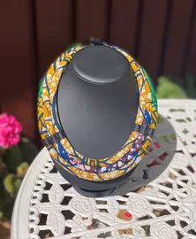 Tripoel halsband senap/blå/grön nyanser