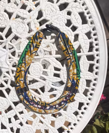 Tripoel halsband senap/blå/grön nyanser