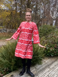 Klänning ”Hippie”  röd/vit