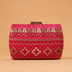 Handbag Clutch-Flat Silk in Pink