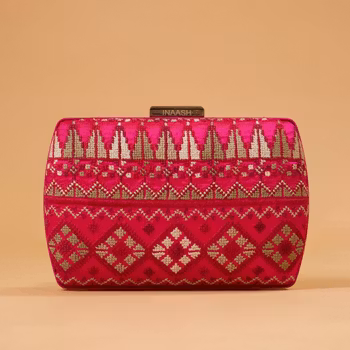 Handbag Clutch-Flat Silk in Pink