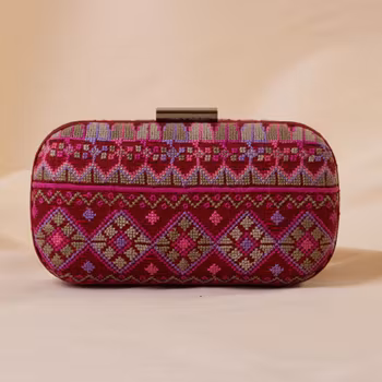 Handbag Clutch-Box Red Silk