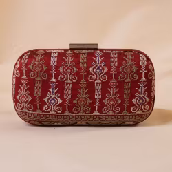 Handbag Clutch-Box Red Silk