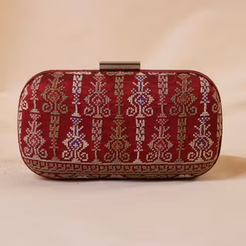 Handbag Clutch-Box Red Silk