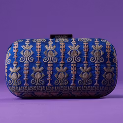 Handbag Clutch-Box Blue Silk