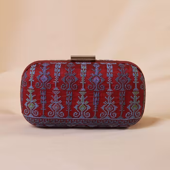 Handbag Clutch-Box Red Silk