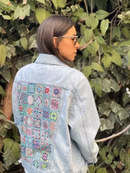 Arabesque Lower Back Print Denim Jacket