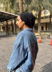 Arabesque Lower Back Print Denim Jacket