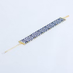 Navy Blue Handmade Beaded Chain Mail Bracelet