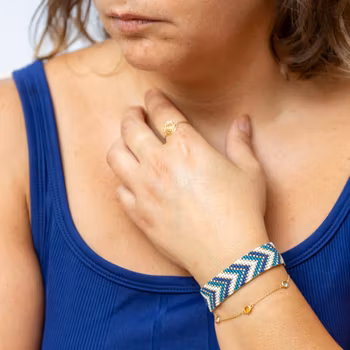 Handmade Blue Beaded Bracelet - Sickles | Palestinian-Tatreez