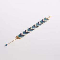 Handmade Blue Beaded Bracelet - Sickles | Palestinian-Tatreez