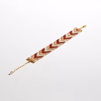 Handmade Red Beaded Bracelet - Sickles | Palestinian-Tatreez