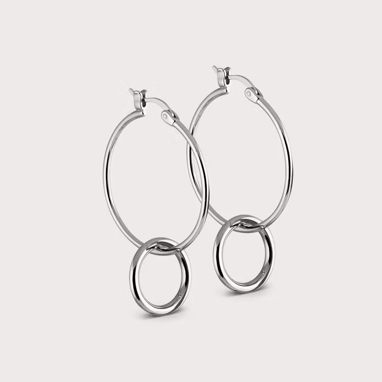 Double hoops korvakorut hopea