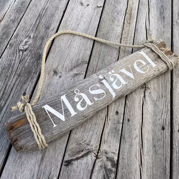 Fiskmås | Måsjävel - vändbar skylt av drivved