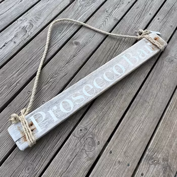Prosecco bar - skylt av drivved
