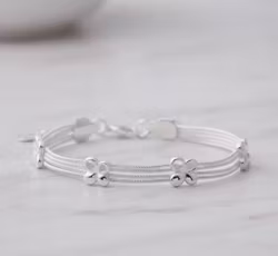Silverblommor Flerradigt Armband