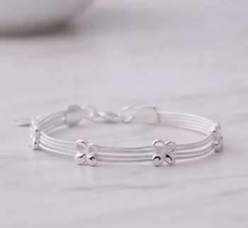 Silverblommor Flerradigt Armband