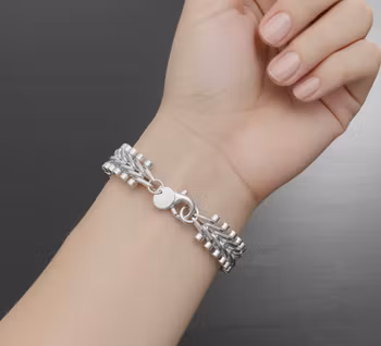 Silverglimrande Flätat Armband – "Industrial Chic"